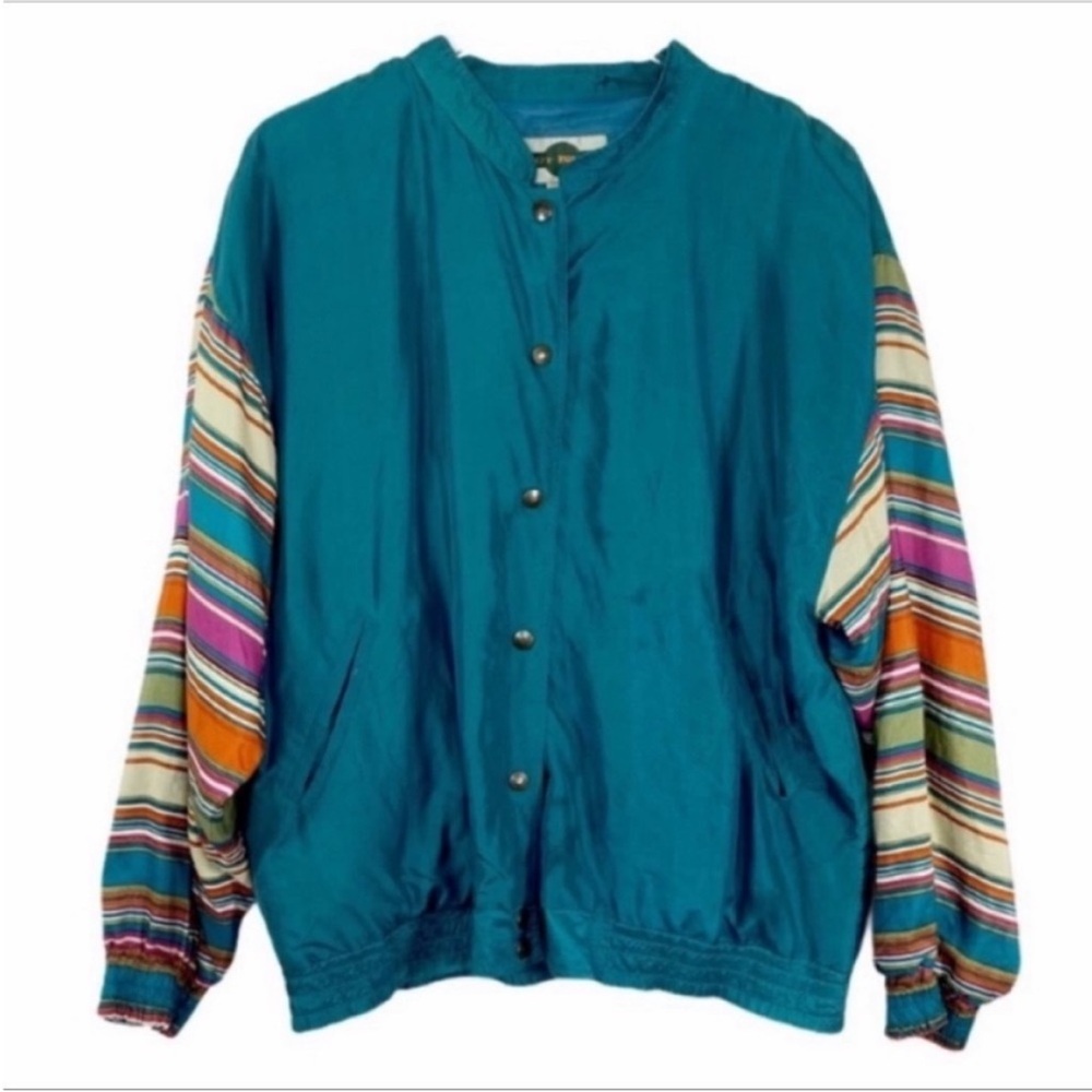 OUT BROOK silk striped vintage jacket XL